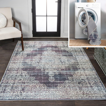 Regis Bohemian Medallion Washable Area Rug